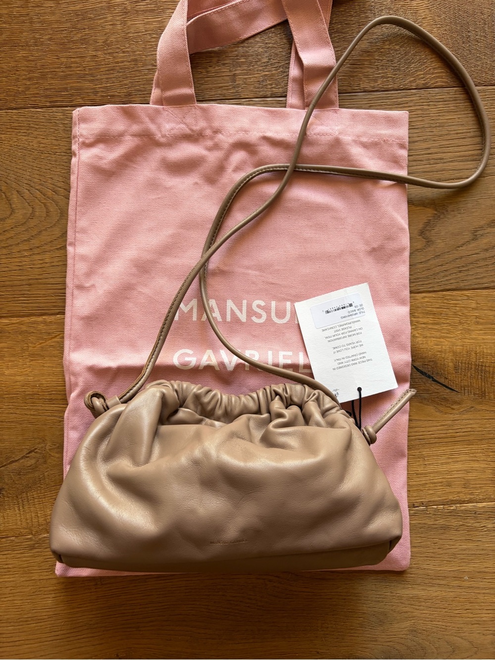 Mansur Gavriel Taupe Leather Mini Cloud Crossbody/Clutch Bag